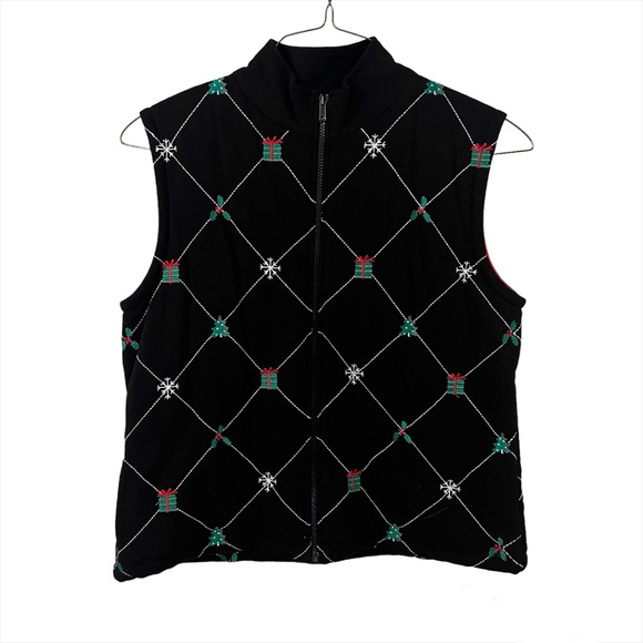 Belle Point Black Christmas Sweater Vest - Picture 1 of 15